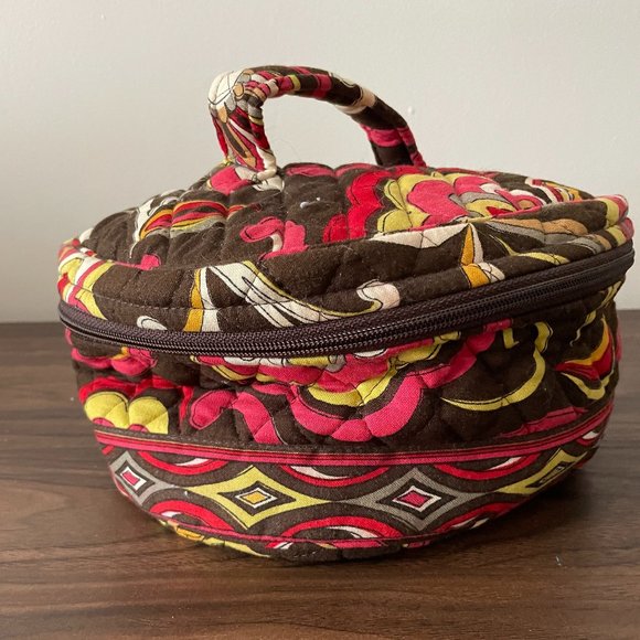 Red, Yellow, and Brown Patterned Vera Bradley Circle Travel Bag - Picture 1 of 4